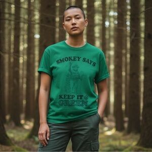 Smokey the Bear Says Keep it Green Tee T-Shirt Short Sleeve Long Length